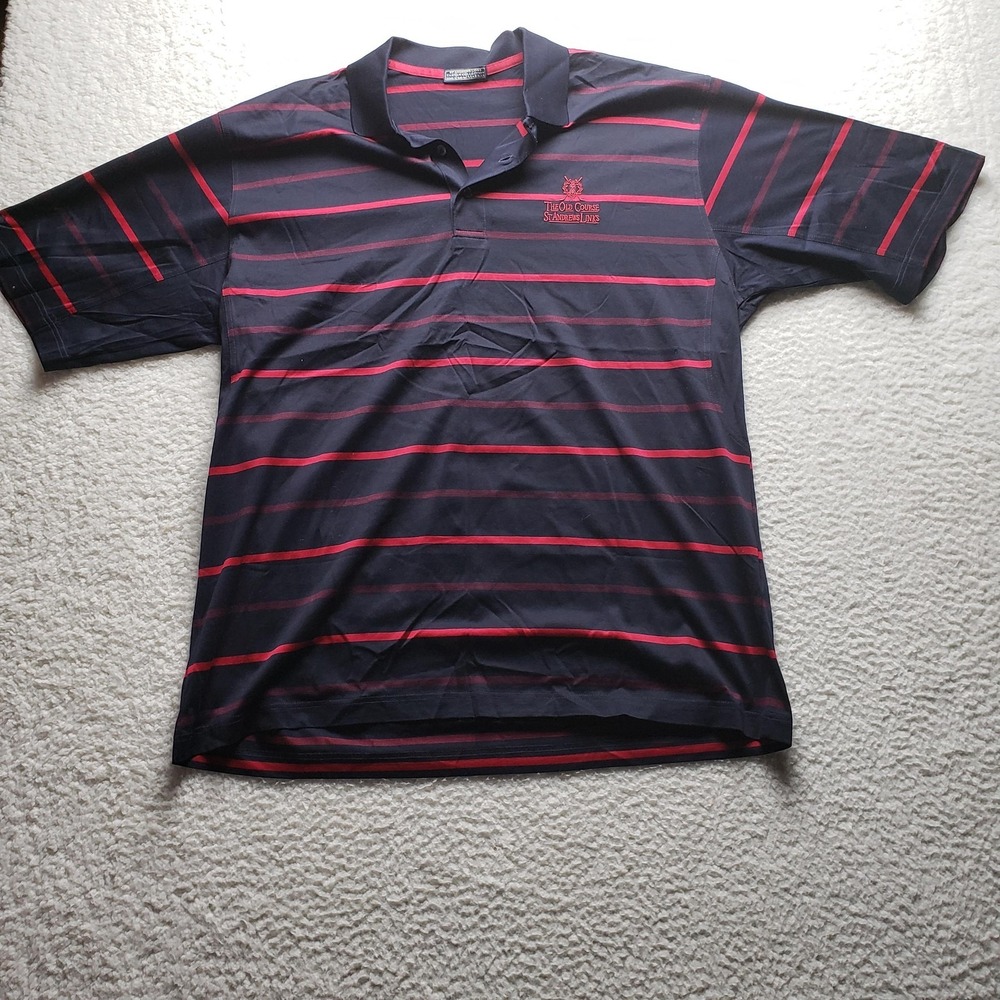 Marbas Polo Shirt Mens XL Blue Stripe The Old Course St Andrews Links Golf Top